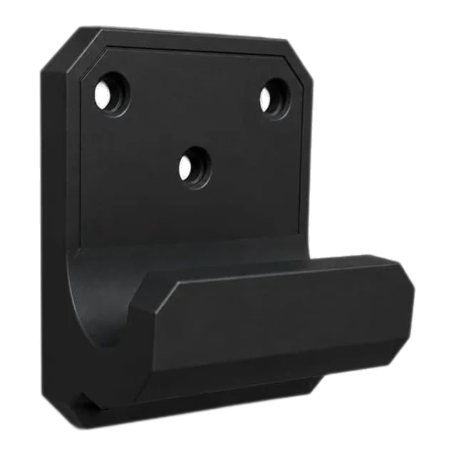 Wall-mounted black PETG bracket holding an outdoor council food waste caddy
